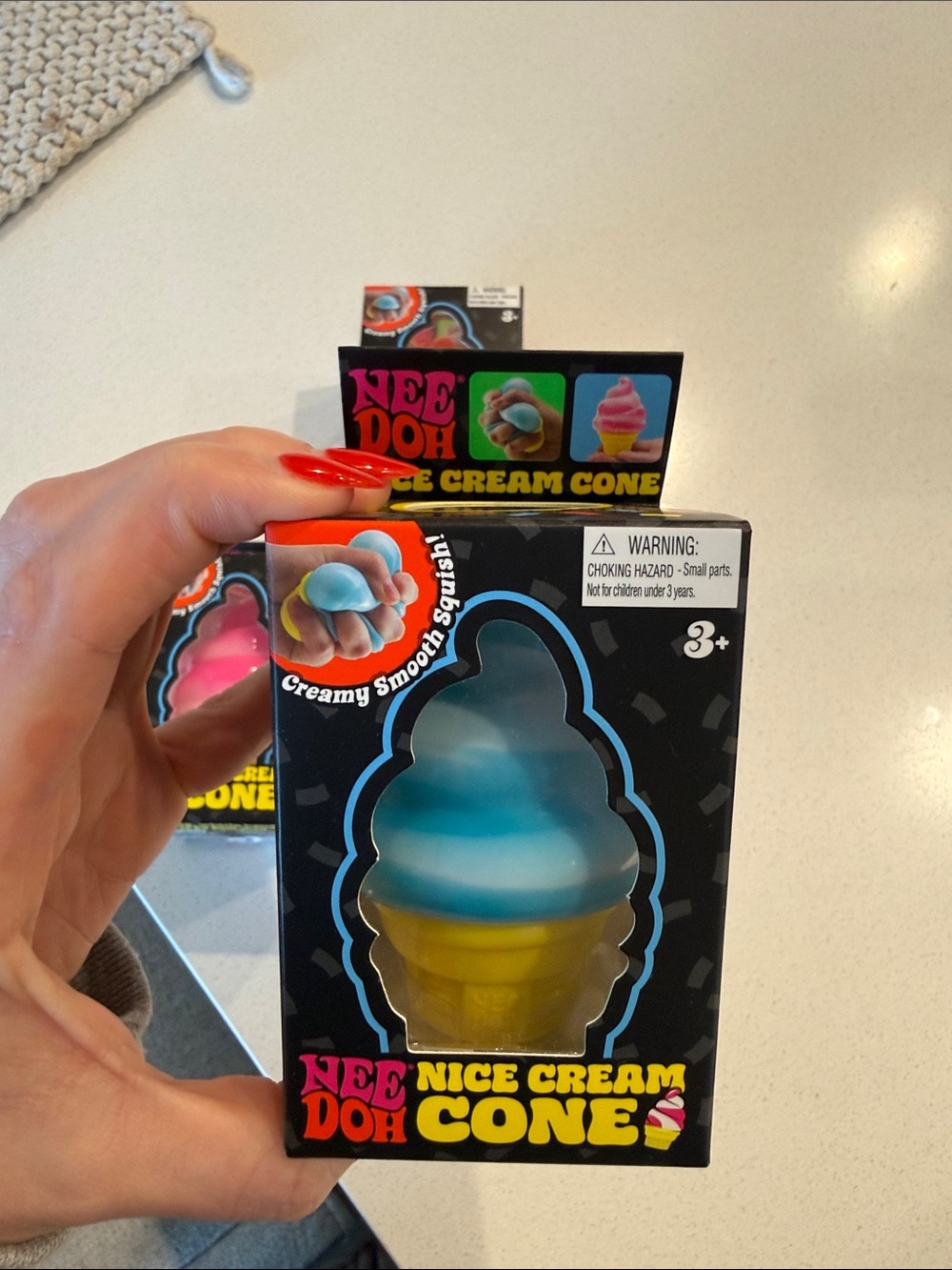 Nee Doh Nice Cream Cone Squishy Toy - Set of 3 Pink, Orange, Blue - Picture 5 of 5